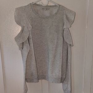 Rebecca Minkoff Heather Gray Ruffle Sleeve Sweatshirt